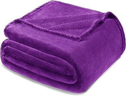Exclusivo Mezcla Fleece Purple Throw Blanket for Couch, Sofa, Super Soft and Warm Blankets, All Season, Cozy, Plush, Lightweight, 50x60 Inches