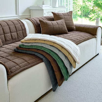 Couch Covers for Dogs Washable, Non Slip Couch Covers for Loveseat Sofa Pet Friendly, Soft Fuzzy Sofa Covers for Pet, Dog Couch Cover Furniture Protector(1PC,Dark Brown,27.6"x94.5")
