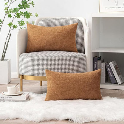 MIULEE Pack of 2 Brown Throw Pillow Covers 20x20 Inch Soft Chenille Pillow Covers for Sofa Living Room Couch Solid Dyed Cases