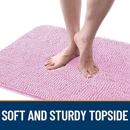OLANLY Dog Door Mat for Muddy Paws 54x32, Absorbs Moisture and Dirt, Absorbent Non-Slip Washable Doormat, Quick Dry Chenille Mud Mat for Dogs, Entry Indoor Entryway Carpet for Inside Floor, Pink