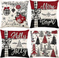 ONFAON Christmas Decorations - Merry Christmas Trees Red Throw Pillow Covers 18x18 Set of 4,Winter Holiday Decor Throw Cushion Case for Home Couch