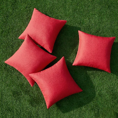 MIULEE Pack of 4 Decorative Throw Pillow Covers Linen Waterproof Pillow Covers Farmhouse Cushion Cases for Outdoor Patio Garden Tent Balcony Couch Sofa18x18 inch Red