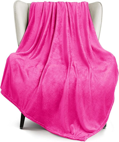 Exclusivo Mezcla Fleece Throw XL Blanket for Couch, Sofa, Super Soft and Warm Hot Pink Blankets, All Season, Cozy, Plush, Lightweight, 50x70 Inches