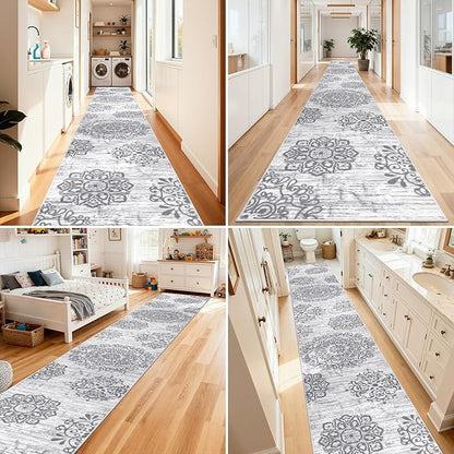 HEBE Hallway Runner Rug 3'x20' Washable Vintage Distressed Area Rugs Non Slip Laundry Rug Runner Boho Floor Carpet Runners for Hallways Entryway Laundry Room Kitchen Bathroom