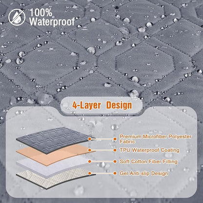 VANSOFY Waterproof Recliner Couch Covers, Sofa Covers 1-Piece Washable Reclining Sofa Cover Non-Slip Furniture Protector with Elastic Straps Pocket for Dogs, Pets(Dark Gray,3 Seater)