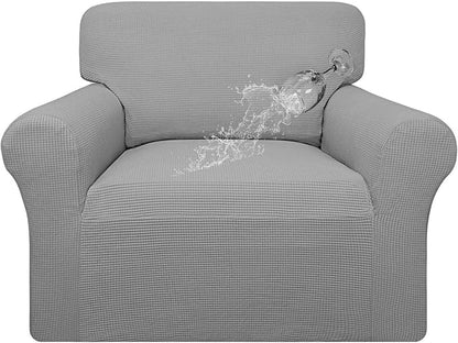 Easy-Going 100% Waterproof Oversized Chair Couch Cover, Dual Waterproof Sofa Cover, Stretch Jacquard Sofa Slipcover, Leakproof Furniture Protector for Kids, Pets, Dog and Cat, Light Gray