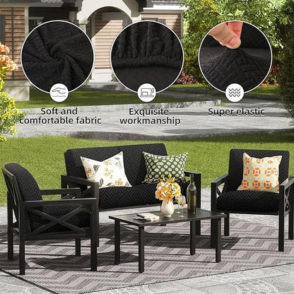 Outdoor Cushion Covers Set,12PCS Patio Furniture Couch Seat Slipcovers, Replacement for Sofa Sectional Chair(Cover，Only)