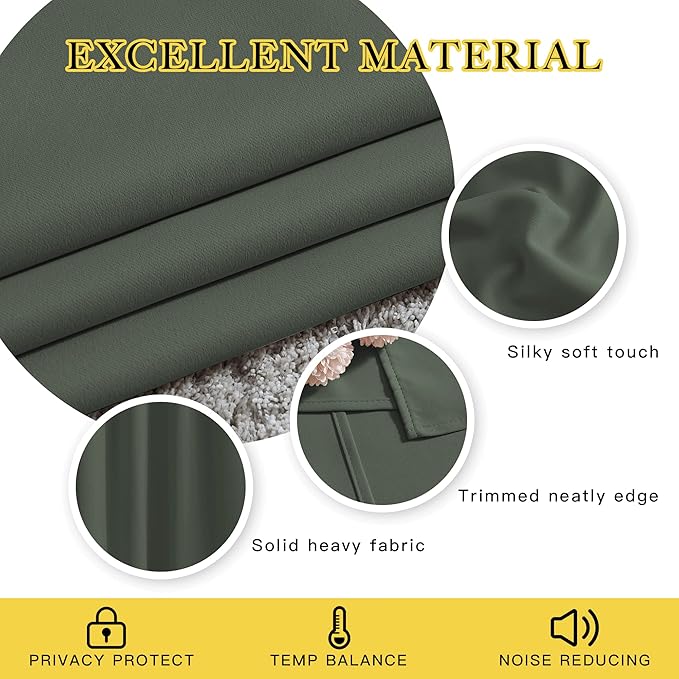 NICETOWN Room Darkening Curtains for Nursery, Grommet Thermal Insulated Light Blocking Window Treatments Sound Reducing for Bedroom, W37 x L72, 2 Panels, Dark Mallard