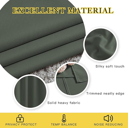 NICETOWN Bedroom Blackout Curtains 95 inch Length - Triple Weave Energy Saving Thermal Insulated Solid Grommet Blackout Draperies for Patio/Hall (1 Pair, 80 inches Wide, Dark Mallard)