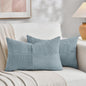 Fancy Homi 2 Packs Light Blue Lumbar Decorative Throw Pillow Covers 16x26 Inch for Living Room Couch Bed, Rustic Farmhouse Boho Home Decor, Soft Striped Corduroy Rectangle Accent Cushion Case 65x40 cm