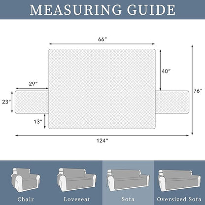 ISSUNTEX Double Protection 100% Waterproof Sofa Covers for Living Room, Couch Covers for 3 Cushion Couch Sofa, Reversible Furniture Protector Sofa Cover for Dogs, Pets, Kids (Sofa, Black/Beige)