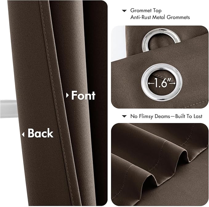MIULEE Chocolate Brown Blackout Curtains for Bedroom Living Room 84 Inches Long 2 Panels, Thermal Insulated Room Darkening Drapes Solid Grommet Noise Reduction Window Treatments 40x84 inch