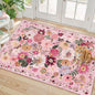 Pink Floral Rug for Entryway, 2X3 Washable Kitchen Mat Ultra-Thin Soft, Non-Slip Indoor Door Carpet Stain Resistant Boho Small Low-Pile Throw for Bathroom Bedroom (2 x 3, Pink Garden)