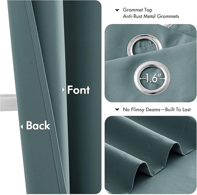 MIULEE Dusty Blue Blackout Curtains - Bedroom Window Treatment Curtains Thermal Insulated Room Darkening Drapes for Living Room Kitchen Grommet Light Blocking Drapery, 40 x 54 Inches Long, 2 Panels