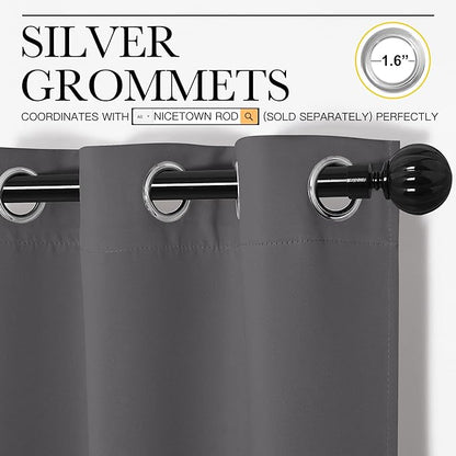 NICETOWN Bedroom Blackout Curtains Panels - Triple Weave Energy Saving Thermal Insulated Solid Grommet Blackout Draperies for Patio (1 Pair, 55 inches by 90 Inch, Grey)