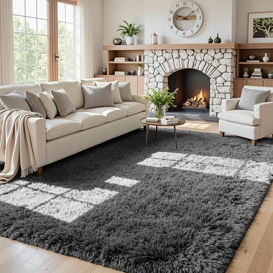 5x8 Area Rugs for Living Room: Soft Fluffy Shag Grey Rugs for Bedroom, Non Slip Large Fuzzy Plush Rug Indoor Floor Carpet for Nursery Kids Boys Girls Room, Dorms, Playroom, Modern Home Decor