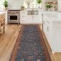 Hazo Haus Washable 3x8 Long Runner for Wide Kitchen Floor - Navy Blue 8ft Hallway Runner Rug, Pet Friendly Waterproof Non Slip with Rubber Backing, Stain Resistant Area Rug