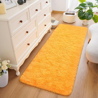 Amearea Shag Fluffy Runner Rug for Bedroom Girls Living Room, 2x6 Feet Extra Soft and Fuzzy Shaggy Rugs, Non Slip, Indoor Floor Long Carpet Mat for Boys Nursery Home Decor, Orange
