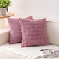 Pack of 2 Corduroy Decorative Throw Pillow Covers 24x24 Inch Soft Striped Pillow Covers Modern Farmhouse Home Decor for Sofa Living Room Couch Bed（Pink）