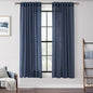 Navy Blue Curtains 63 inch Length for Bedroom Back Tab Light Filtering Semi Sheer Blue Living Room Curtains Linen Cotton Textured Indigo Blue Drapery Panel Modern Farmhouse Aesthetic Decor Dark Blue