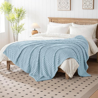 50x70 Inch Blue Throw Blanket - Soft & Fluffy Fleece, Cute & Aesthetic, Perfect for Sofa, Couch, Chair, Bed, Living Room & Bedroom, All-Season Use, Plush & Cozy Decorative Blanket