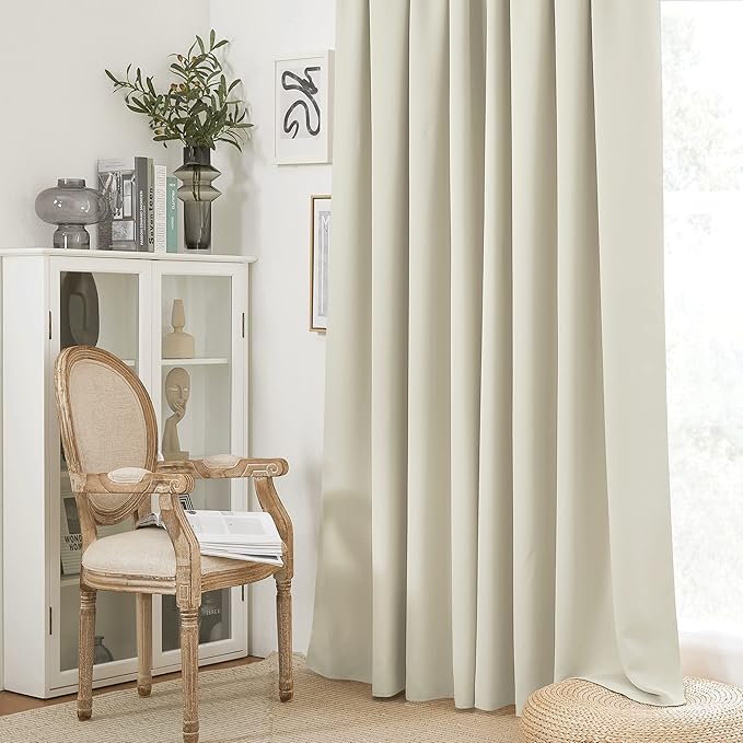 RYB HOME Curtains for Bedroom 102 inches Long, Privacy Thermal Insultaed Sunlignt Heat Blocking Drapes for Sliding Patio Door, Width 42 by Length 102, Beige, 2 Panels Set