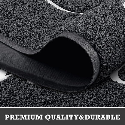 CozyBounty Black Door Mat Welcome Mats Outdoor Indoor Non-Slip Doormat for Entryway Low-Profile Floor Mat for Yard, Garage, High Traffic Areas (36"x24", Black)