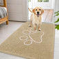 OLANLY Dog Door Mat for Muddy Paws 44x32, Paw Print Design, Absorbs Moisture and Dirt, Absorbent Non-Slip Washable Doormat, Quick Dry Chenille Mud Mat for Dogs, Entry Indoor Entryway Carpet, Beige