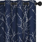 Deconovo Blackout Curtains, Navy Blue Curtain, Thermal Insulated Soundproof Drapes, Branch Silver Print, 52 x 72 Inch Long, Machine Washable Grommet Panels for Bedroom Living Room Office, Set of 2