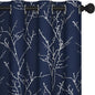 Deconovo Blackout Curtains, Navy Blue Curtain, Thermal Insulated Soundproof Drapes, Branch Silver Print, 52 x 63 Inch Long, Machine Washable Grommet Panels for Bedroom Living Room Office, Set of 2