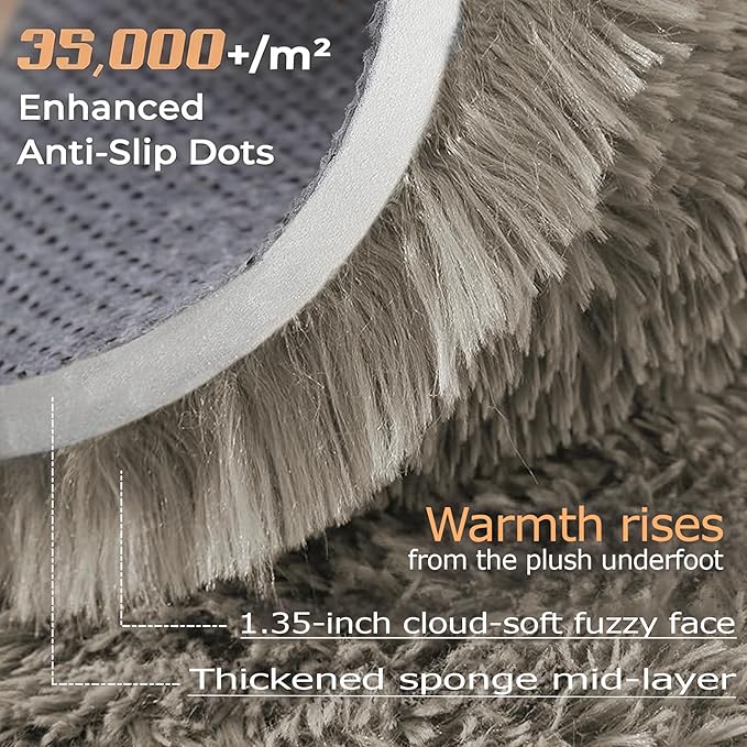 6x9 Area Rugs for Living Room: Fluffy Shag Soft Washable Rug Large Fuzzy Plush Indoor Carpet for Bedroom Nursery Playroom Kids Girls Boys Room (Grey Camel, 6'x9')