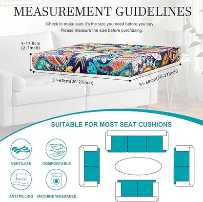 14 Pcs Stretch Patio Cushion Covers,Outdoor Couch Covers Replacement,Outdoor Couch & Sofa Slipcovers,for Patio Furniture Cushion Covers,Washable Reusable Furniture Protector (Rococo ,Cover Only)