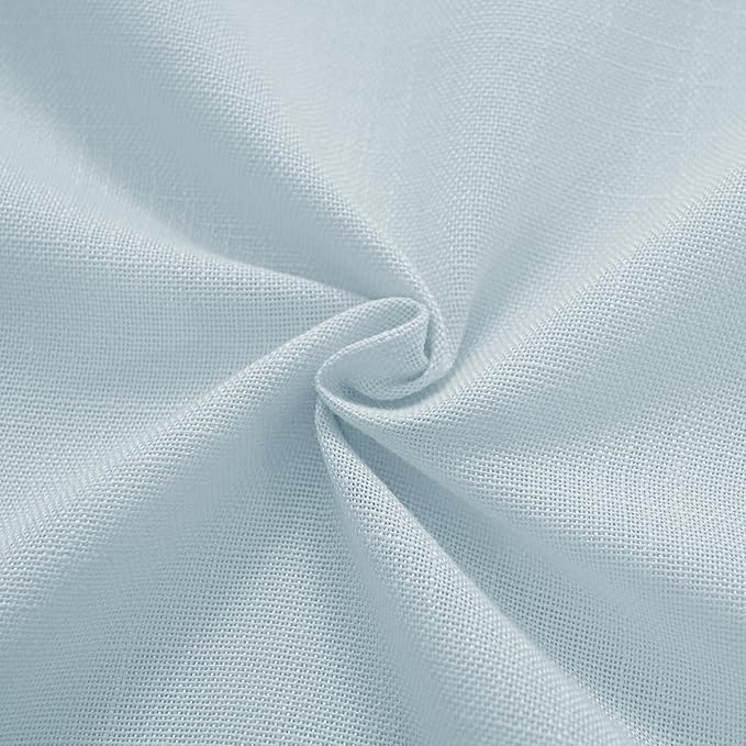 Sky Blue Curtains 96 inch Length for Bedroom Back Tab Light Filtering Semi Sheer Blue Living Room Curtains Linen Cotton Textured Drapery Panel Aesthetic Decor Light Blue 52x96