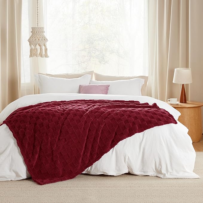 Bedsure GentleSoft Red Throw Blanket for Couch - Super Soft Cozy Blankets Gifts for Kids Girls, Cute Small Fleece Mother's Day Throws for Bedroom Home Decor, 50x70 Inches