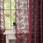 YJ YANJUN Vintage Lace Curtains 45 Inch Length-Victorian Floral Pattern Burgundy Sheer Curtain Panels for Kitchen Bathroom Laundry Room Small Windows Light Filtering 2 Panels 52W x 45L Red Wine