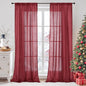 BGment Burgundy Linen Curtains 84 Inch Length for Living Room, Light Filtering Window Drapes Semi Sheer Textured with Rod Pocket for Dining Bedroom Lightweight, Set of 2, Each 42 Inch Wide