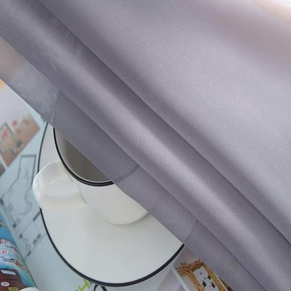 SpaceDresser Basic Rod Pocket Sheer Voile Window Curtain Panels Grey 1 Pair 2 Panels 52 Width 36 Inch Long for Kitchen Bedroom Children Living Room Yard（Grey, 52W x 36L）
