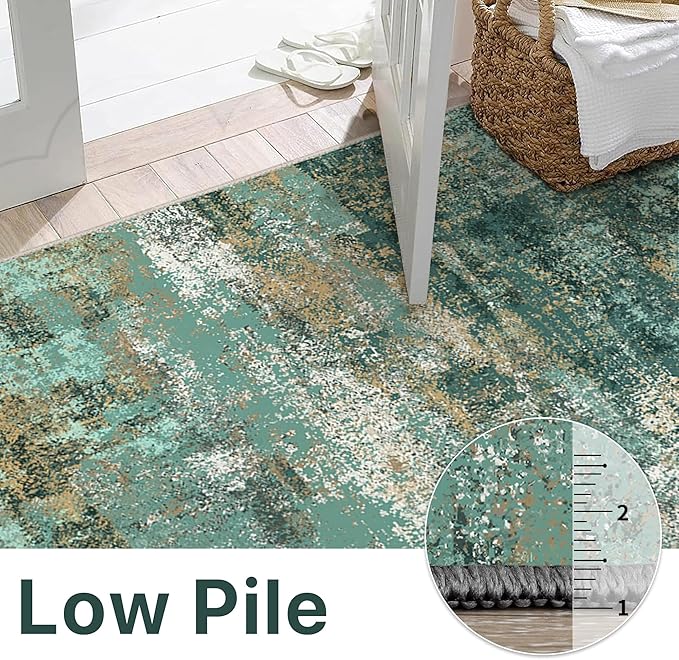 BEIMO Area Rugs 6x9 for Living Room Bedroom, Modern Abstract Machine Washable Rug, Large Soft Low Pile Floor Carpet with Non Slip Backing for Dining Room, Turquoise
