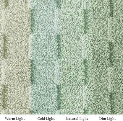 Exclusivo Mezcla Fleece Throw Blanket for Couch,Super Soft and Warm Lightweight Checkered Pattern Blanket for All Seasons, 50x60 Inches, Sage Green