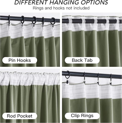 RYB HOME Sage Green Velvet Curtains 108 inch, Room Darkening Super Soft Velvet Drapes for Living Room Thermal Insulated Pleat Tapes Window Treatment for Bedroom Playroom, W52 x L108 inch, 2 Panels