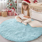 OLANLY Light Blue Round Rugs for Bedroom - Machine Washable, 4 ft Circle Area Rugs for Living Room, Soft and Fluffy Shaggy Carpet for Teen Girl and Boys, Nursery Rooms, Dorms, Home Decor Aesthetic