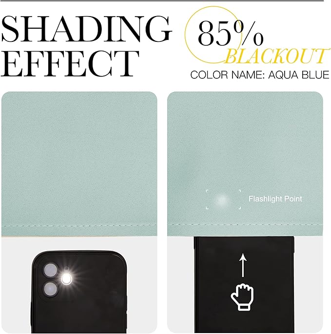 NICETOWN 2 Panels Blackout Curtains, Rod Pocket Thermal Insulated Drapes for Kitchen, Heavy Duty Small Window Treatment for Dorm Room, Studio Apartment, Basement (Aqua, W42 x L30)