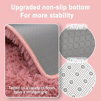 Soft Runner Rugs for Bedroom Hallways, 2x6 Blush Pink Fluffy Shag Throw Area Rug Non Slip for Bedside Dorm, Long Shaggy Furry Carpet for Nursery Living Room