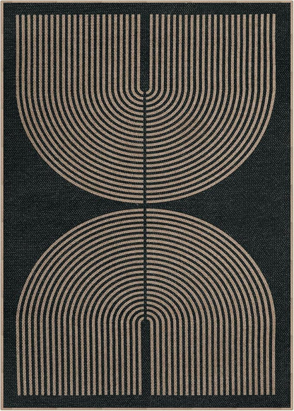 Lahome Enfys Modern Rainbow Easy Jute Rug, Washable Rugs 8x10 for Living Room Indoor Outdoor Patio Farmhouse Large Carpet, Contemporary Non Slip Black Carpet for Bedroom Backyard Office Decor
