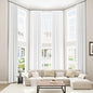 Guken White 100% Blackout Linen Curtains 52 Inch Wide by 140 Inch for Living Room Bedroom Back Tab/Rod Pocket Thermal Insulated Black Out Linen 2 Drapes Room Darkening Window Curtains,52x140
