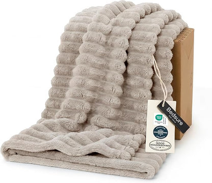Bedsure GentleSoft Twin Blanket for Couch - Cozy Soft Blankets for Women, Cute Small Fleece Throws for Girls, Beige, 60x80 Inches