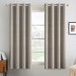 MIULEE Linen Curtains for Bedroom Solid 100% Blackout Thermal Insulated Greige Curtains Grommet Room Darkening Drapes for Living Room Nursery 52x54 Inch (2 Panels)
