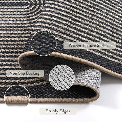 Lahome Enfys Rainbow Outdoor Mats for Front Door, 2x3 Small Washable Kitchen Rugs, Farmhouse Neutral Throw Rug Non Slip Non Shedding Indoor Outdoor Carpet for Entryway Foyer