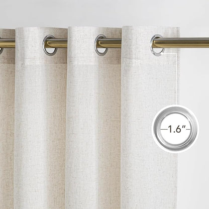 NICETOWN Linen Curtains 84 inches Long, Grommet Thick Flax Linen Privacy Assured with Light Filtering Window Treatments for Bedroom/Living Room, Vannila, W55 x L84, 2 Panels