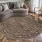 5x5 Washable Round Rug for Living Room Bedroom Vintage Brown Soft Low Pile Carpet Traditional Retro Non Slip Cirlce Rug for Dining Room Entryway Indoor Dorm Kitchen